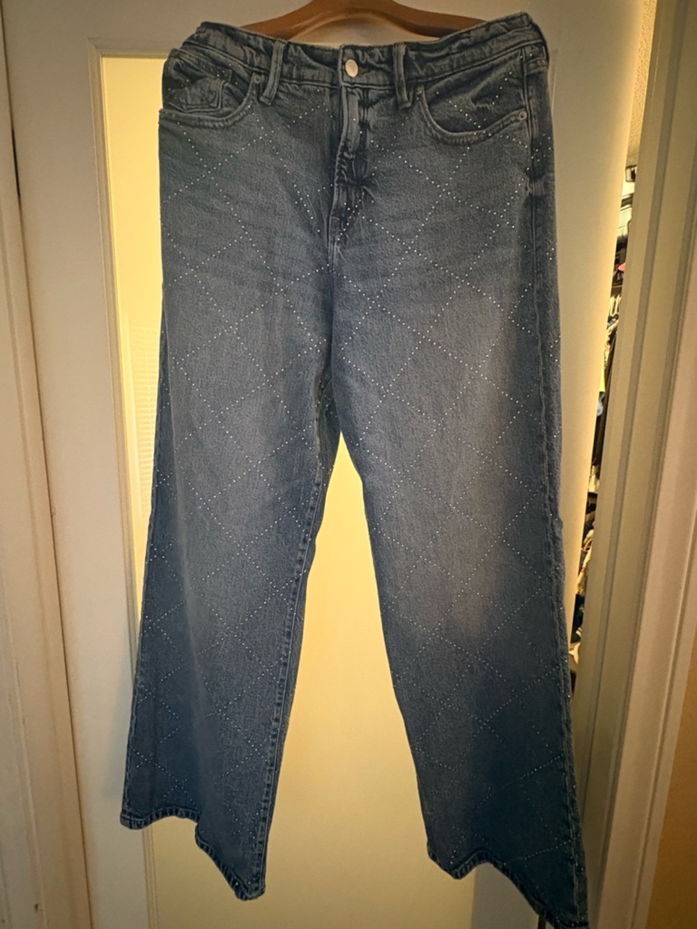 Good American Blue Quilted-Pattern Bootcut Jeans